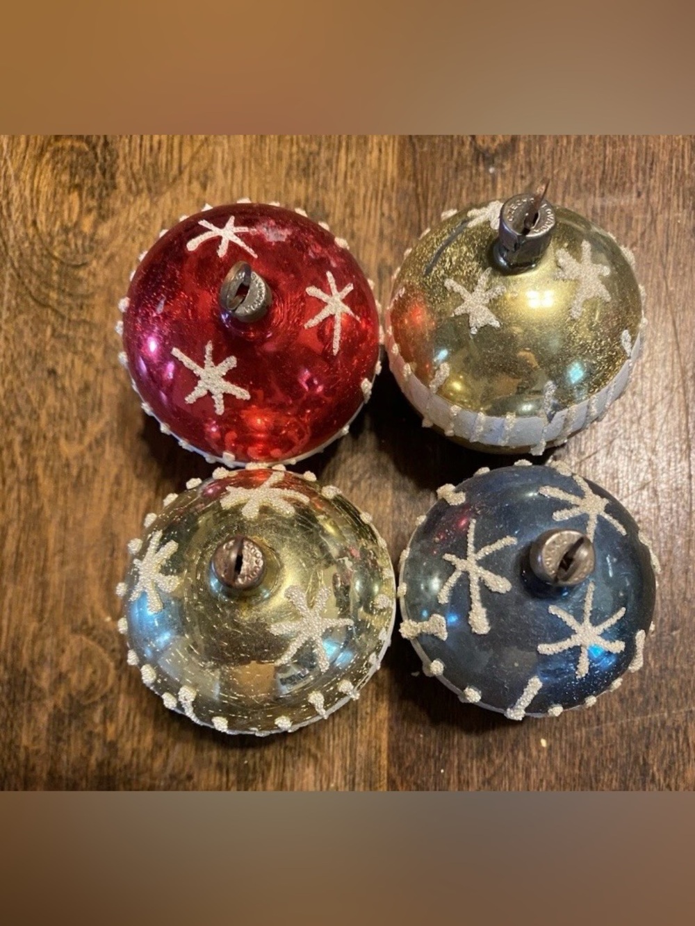 4- Vintage- Czechoslovakia Holiday Glass Ornaments - Snowflakes